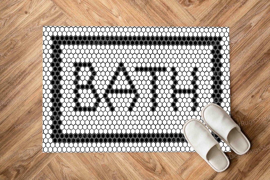 Bath Rug, Black and White Rug, Modern Rugs, Cool Rug, Small Rug, Bathroom Decor Rug, Bathroom