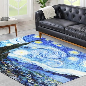 Reproduction Rugs, The Starry Night Rug, Van Gogh Rugs, Gift Rug, Starry Night View Rugs, Saloon Rug, Nursery Rugs, Living Room Rug,