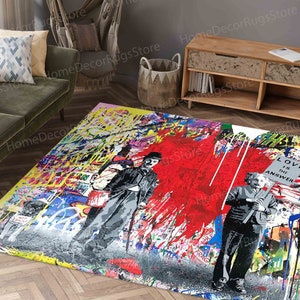 Personalized Rug, Non Slip Rug, Graffiti Rug, Street Rug, Banksy Chaplin Rug, Large Rugs, Colorful Rug, Entryway Rug, Outdoor Rug, Cool Rug,