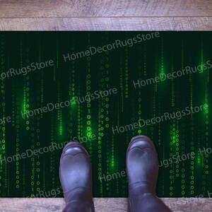 Binary Code Rug, Matrix Code Rugs, Software Rug, Modern Rugs, Area Rug, Large Rug, Office Rug, Hallway Rug, Bedroom Rug, Green Rug, imagen 6
