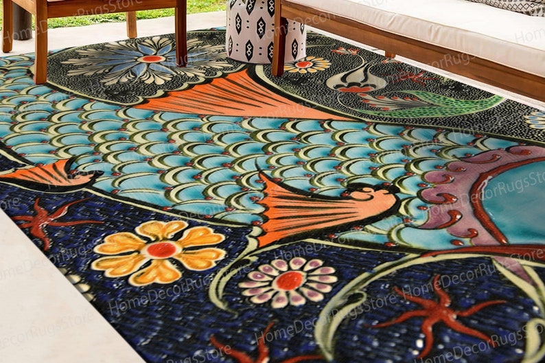 Mosaic Fish Effect Rugs, Ceramic Fish Rug, Office Decor Rugs, Step Rugs ...