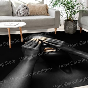 Small Rugs, Step Rugs, Luxury Rug, Ethnic Rug, Black Rugs, Personalized Gift Rug, Thin Rug, Abstract Rug, Living Room Rug, African Woman Rug