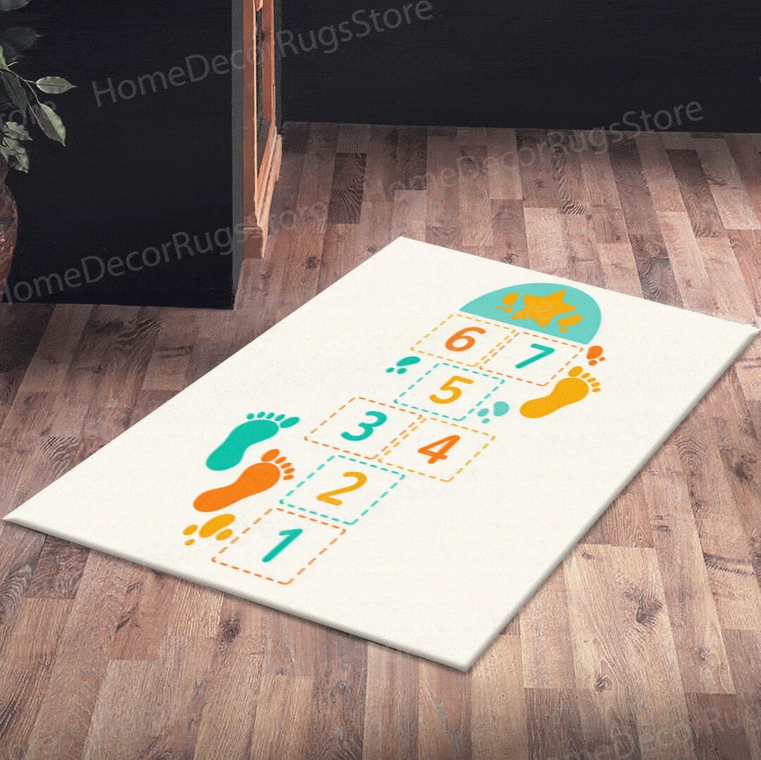Patterned Rug Kids Hopscotch Pattern Kids Rug, Custom Rugs, Personalized Kids Rug, Kids ...