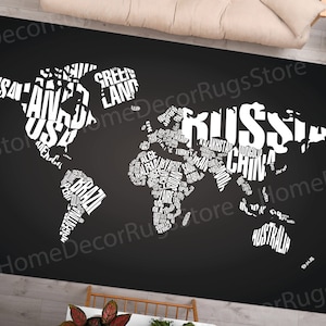 Office Rugs, Modern World Map Rugs, Small Rugs, Entry Rugs, Map Rug, School Rug, Customs Rugs, Stair Rugs, Anti-Slip Carpet Rugs, Black Rug,