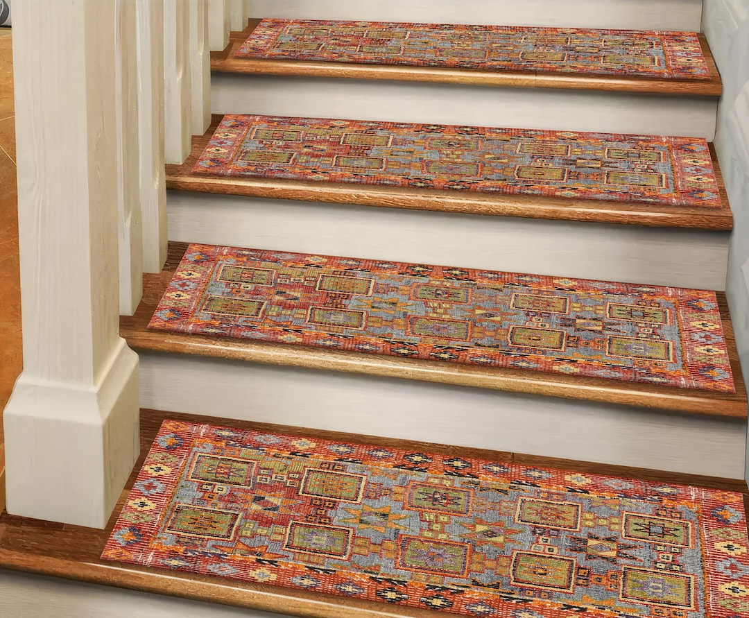 Patterned Step Rug, Rustic Step Rug, Washable Step Rug, Decorative Step ...