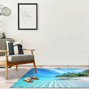Thick Rugs, Tropical Ocean Rug, View Rug, Tropical Ocean Rugs, Corridor Rugs, View Rug Coastal Decor Rugs, Chenille Rugs, Salon Decor Rugs, image 2