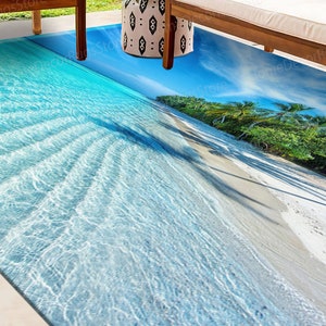 Thick Rugs, Tropical Ocean Rug, View Rug, Tropical Ocean Rugs, Corridor Rugs, View Rug Coastal Decor Rugs, Chenille Rugs, Salon Decor Rugs, image 4