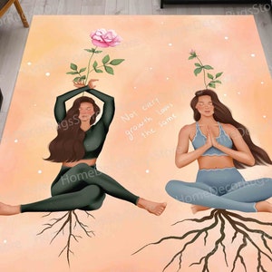 Yoga Girls Rug, Pilates Rug, Custom Rug, Modern Rug, Front Door Rug, Cool Rug, Decorative Rug, Gift for Sister, Gift For Him, Gift fot Yogi,