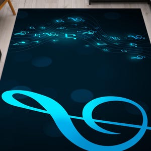Treble Clef Rugs, Girl Room Rug, Modern Rugs, Art Rug, Music Room Rug, Nursery Rug, Runner Rug, Chenille Rug, Gift For Her, Colorful Rug,