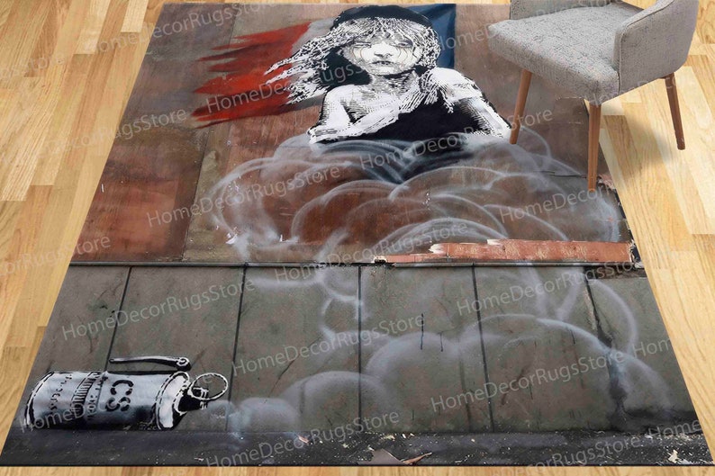 Gas Gas Rug Banksy Graffiti Rug, Step Rug, Banksy the Miserables Rug, Painting Rug ...