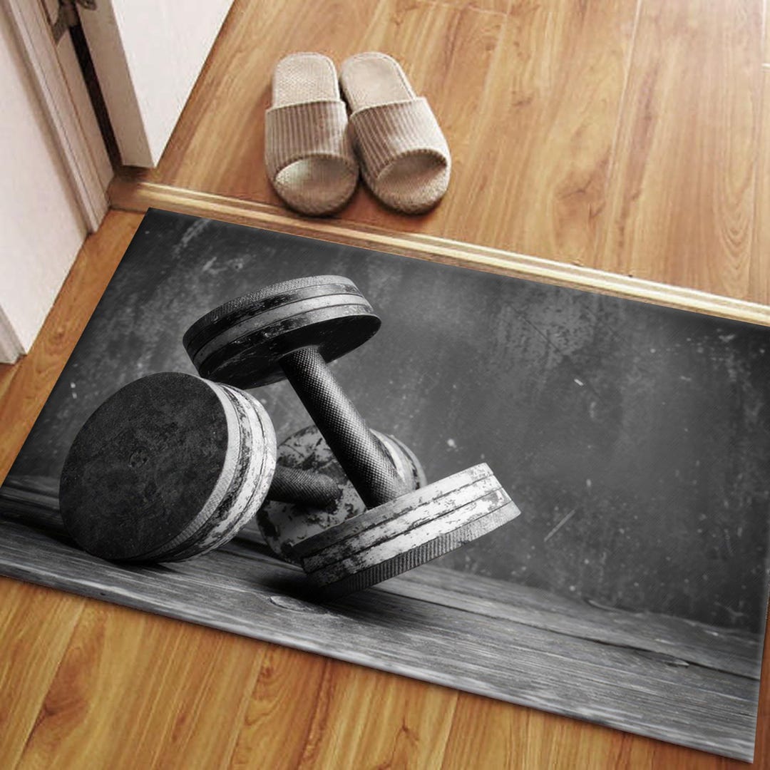 Dumbbells Rug, GYM Rug, Black and White Rugs, Gym Rug, Colorful Rug ...