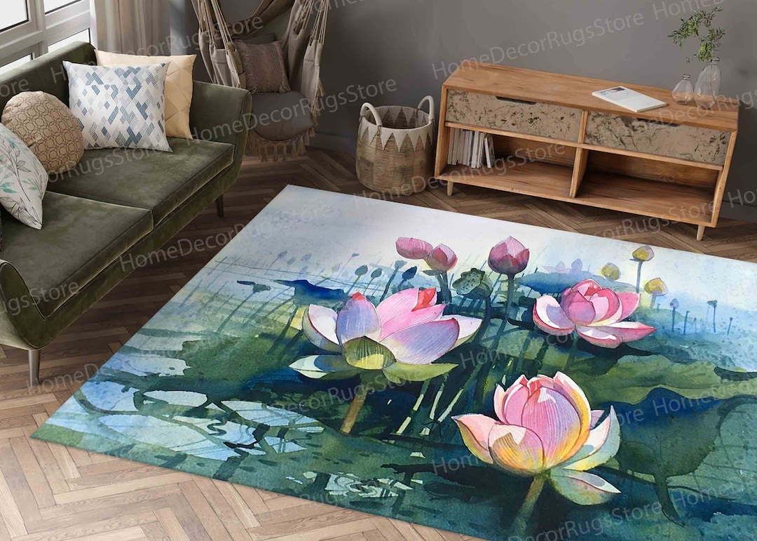 Lotus Rug, Indoor Rugs, Abstract Flower Rug, Soft Rug, Botanical Rugs ...