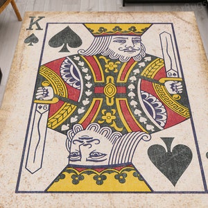 King Card Rug, Small Rug, Play Room Rug, Modern Rug, Thin Rugs, Salon Decor Rug, Bathroom Rug, Cute Rug, Pattern Rug, Step Rug, Man Cave Rug