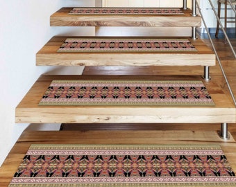 Pink Rugs, Green Rug, Ethnic Pattern Rug, Modern Rug, Easy To Clean Rug, Stair Treads Rug, Machine Washable Rug, Personalized Rug, Step Rug,