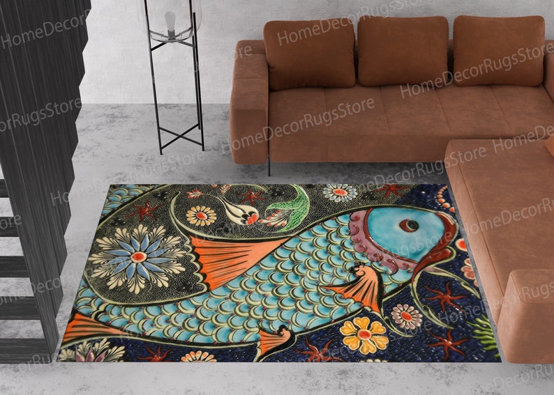 Mosaic Fish Effect Rugs, Ceramic Fish Rug, Office Decor Rugs, Step Rugs ...