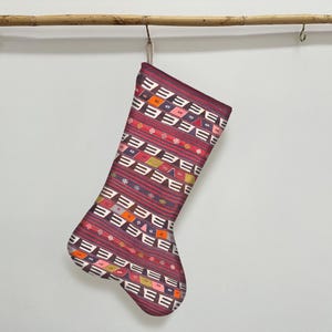 Name Stocking, Rug Pattern Stocking, Holiday Stocking, Gift Stocking, Xmas Stocking, Vintage Stocking, Christmas Stocking,