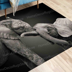Thin Rug, Pattern Rugs, Luxury Rug, Safari Rug, Animal Rug, Elephants Love Rug, Door Mat Rug, Soft Rug, Custom Rugs, Home Decor Rugs, image 1