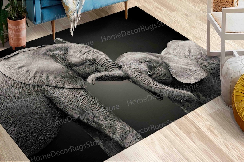 Thin Rug, Pattern Rugs, Luxury Rug, Safari Rug, Animal Rug, Elephants Love Rug, Door Mat Rug, Soft Rug, Custom Rugs, Home Decor Rugs, image 1