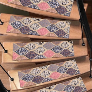 Ethnic Step Rug, Geometric Pattern Rug, Kilim Design Rug, Modern Rug, Gift Rug, Stair Treads Rug, Machine Washable Rug, Easy To Clean Rug,