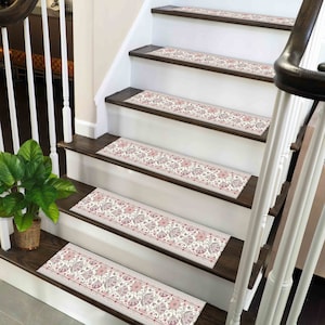 Pink Rug, Gray Rugs, Flower Rug, Thin Rug, Stair Decor Rug, Step Rug, Popular Rug, Personalized Rug, Machine Washable Rug, Stair Treads Rug,