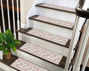 Pink Rug, Gray Rugs, Flower Rug, Thin Rug, Stair Decor Rug, Step Rug, Popular Rug, Personalized Rug, Machine Washable Rug, Stair Treads Rug,