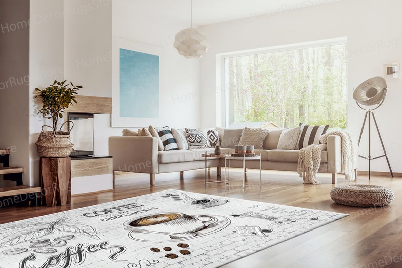 Kitchen Rug Modern Rugs, Popular Rug, Kitchen Rug, Coffee Rug, Pattern Rug, Large Rugs, Car Mat Rug, Coffee Lover Rug, Machine Washable Rug, image 4