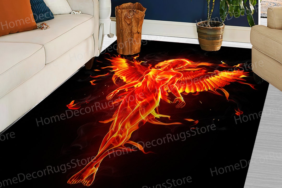 Fire Rugs Custom Fire Elemental Girl Rug, Modern Rug, Thick Rug, Bath Rug, Modern Rug ...