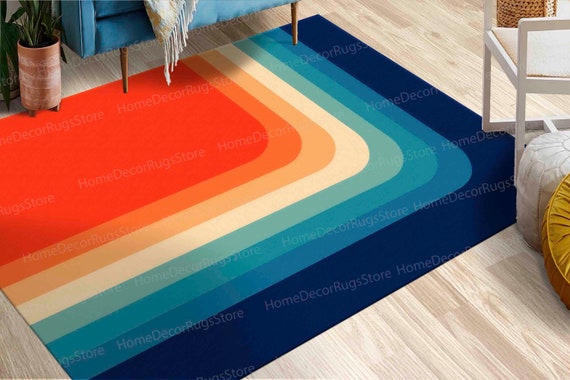 Mid Century Rugs, Accent Rugs, Modern Rug, Modern Pattern Rug, Colorful Rugs, Living Room Rug, Anti-Slip Carpet Rugs, Minimal Rugs,