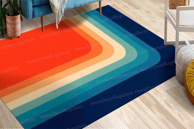 Mid Century Rugs, Accent Rugs, Modern Rug, Modern Pattern Rug, Colorful Rugs, Living Room Rug, Anti-Slip Carpet Rugs, Minimal Rugs, Bild 1