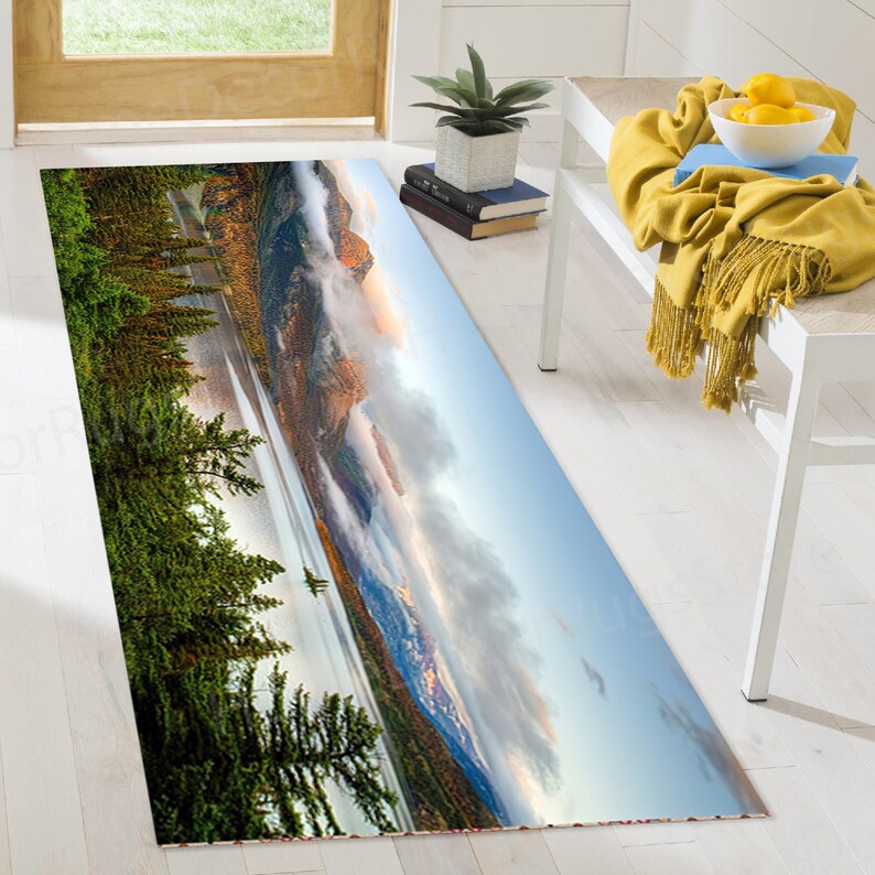 Lake Theme Rug Bathroom Rugs, Glacier National Park Rug, Farmhouse Rug, View Rugs ...