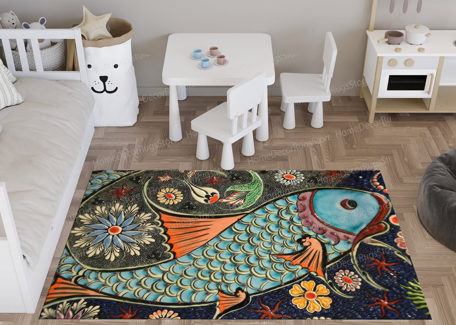 Mosaic Fish Effect Rugs, Ceramic Fish Rug, Office Decor Rugs, Step Rugs ...