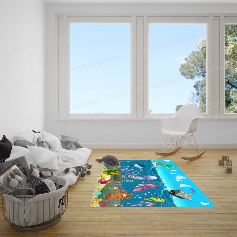 Gift Rug, Children Rugs, Dining Room Rugs, Kids Room Rugs, Cool Rugs, Undersea World Rug, Runner Rugs, Underwater Rug, Salon Decor Rug, imagen 3