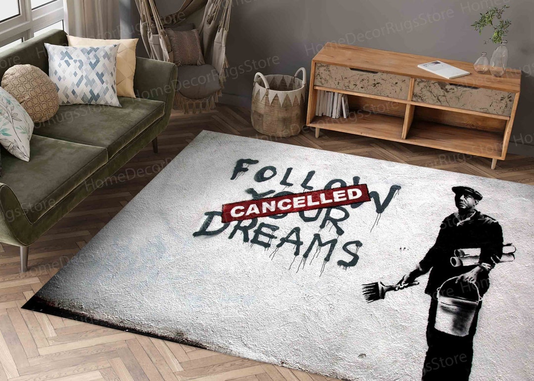 Banksy Rugs, Entryway Rug, Banksy Dreams Rug, Non Slip Rug, Cool Rugs
