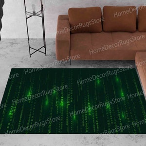 Binary Code Rug, Matrix Code Rugs, Software Rug, Modern Rugs, Area Rug, Large Rug, Office Rug, Hallway Rug, Bedroom Rug, Green Rug, imagen 5