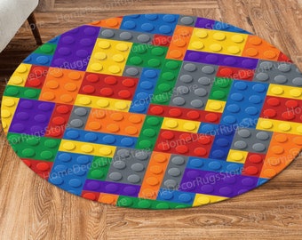 Colorful Building Blocks Rug, Colorful Rug, Trendy Rug, Children Rug, Easy To Clean Rug, Gift Rug, Bedroom Rug, Game Room Rug, Play Room Rug