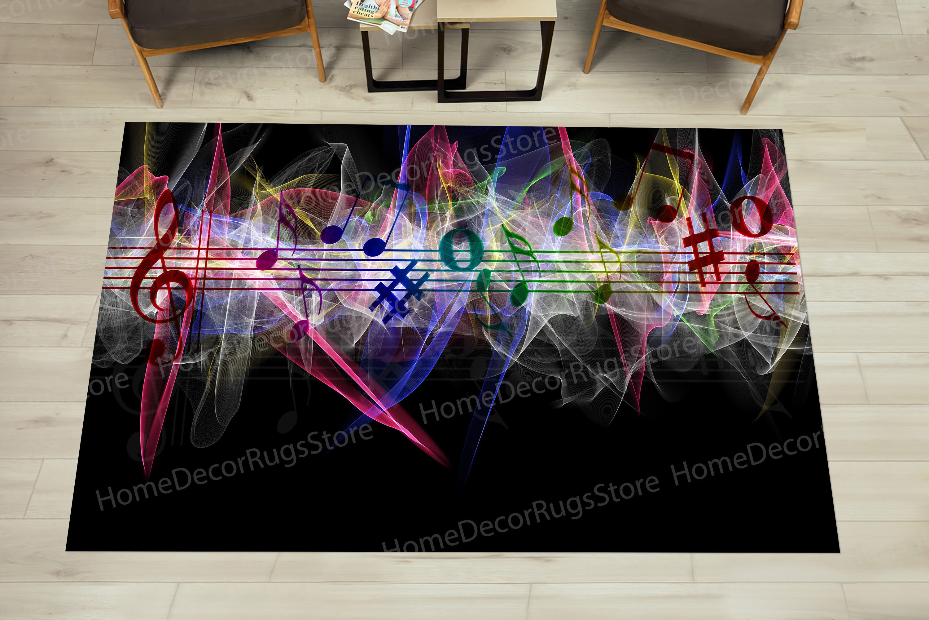 Musical Notes Rugs, Black Rugs, Popular Rugs, Music Rug, Salon Rug ...