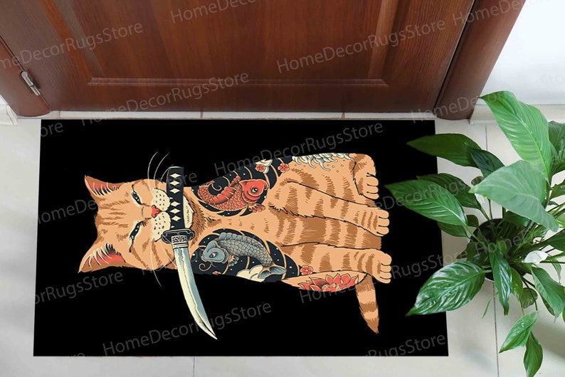 Outdoor Rug, Rugs, Anime Rugs, Salon Decor Rugs, Japanese Rug, Colorful Rug, Kitchen Rug, Modern Rug, Bedroom Rugs, Area Rug, Anime Cat Rug, image 8