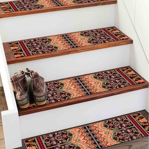 Ethnic Step Rug, Kilim Design Rug, Geometric Pattern Rug, Modern Rugs, Stair Treads Rug, Nursery Rug, Colorful Rug, Machine Washable Rug,