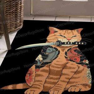 Outdoor Rug, Rugs, Anime Rugs, Salon Decor Rugs, Japanese Rug, Colorful Rug, Kitchen Rug, Modern Rug, Bedroom Rugs, Area Rug, Anime Cat Rug, image 2