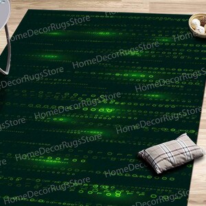 Binary Code Rug, Matrix Code Rugs, Software Rug, Modern Rugs, Area Rug, Large Rug, Office Rug, Hallway Rug, Bedroom Rug, Green Rug, imagen 3