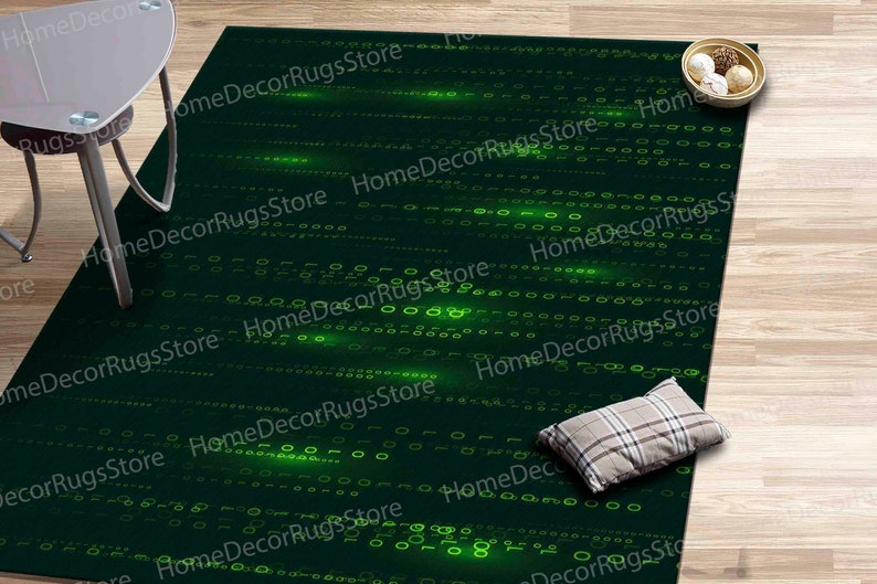 Binary Code Rug, Matrix Code Rugs, Software Rug, Modern Rugs, Area Rug, Large Rug, Office Rug, Hallway Rug, Bedroom Rug, Green Rug, imagen 3