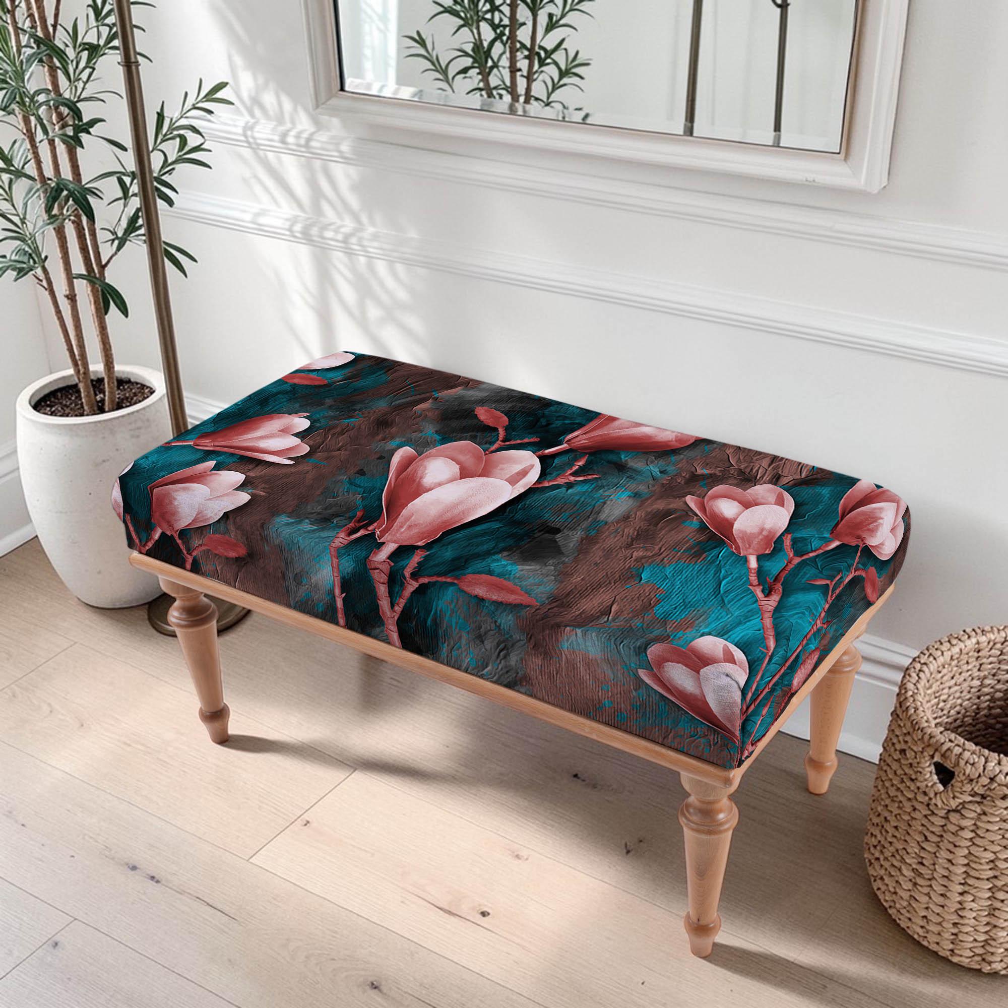 Triangle Bench Withflower Floral Pattern Bench, Kitchen Furniture, Living Room Bench, Flower ...