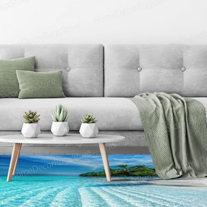 Thick Rugs, Tropical Ocean Rug, View Rug, Tropical Ocean Rugs, Corridor Rugs, View Rug Coastal Decor Rugs, Chenille Rugs, Salon Decor Rugs, image 3