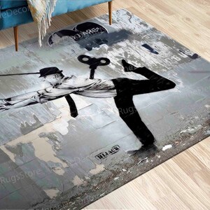 Graffiti Rug, Soft Rug, Living Room Rugs, Hijack Painting Rug, Classic Rugs, Hijack Rugs, Graffiti Rugs, Salon Decor Rug, Man Cave Rug,