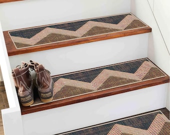 Kilim Design Stair Rug, Ethnic Pattern, Anti-Slip Carpet