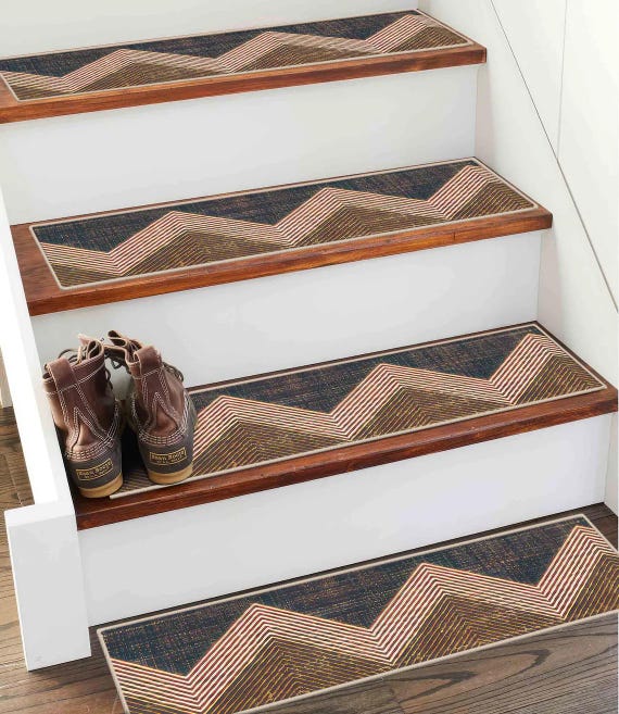 Kilim Design Stair Rug, Ethnic Pattern, Anti-Slip Carpet