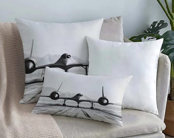 Coussin avion à réaction, taie d'oreiller moderne, cadeau de pendaison de crémaillère, taie de coussin avion de guerre, couvre-oreiller pour aéroport, coussin, oreiller personnalisé,