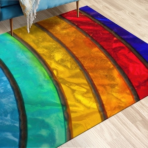 Rainbow Rugs, Colorful Rugs, Trendy Rugs, Modern Rug, Custom Rug, Housewarming Gift, Thin Rug, Large Rug, Entryway Rug, Step Rug, Large Rug,