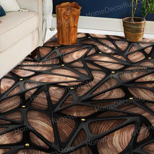 Abstract 3d Effect Rugs, Wood Texture Rug, Abstract Rug, Easy To Clean Rug, Modern Rug, Anti-Slip Carpet Rug, Classic Rug, Farmhouse Rug,