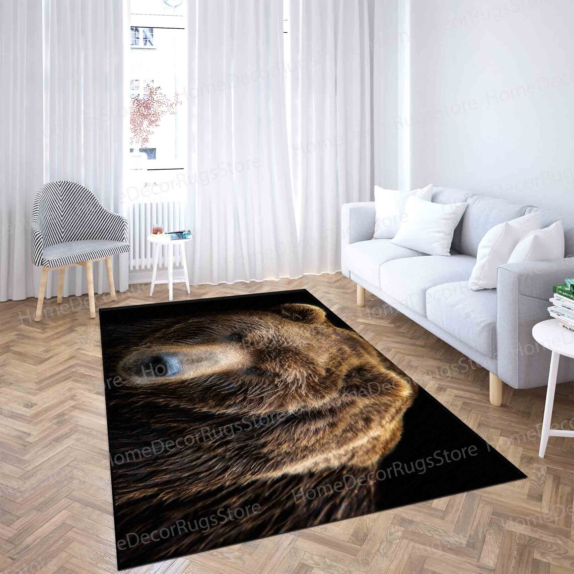 Brown Bear Rug, Animal Rug, Office Decor Rug, Decorative Rug, Front ...